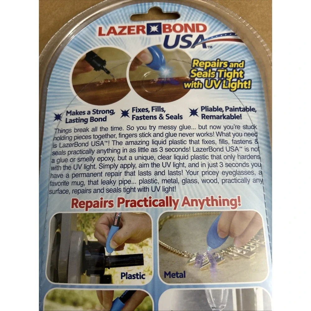 3 Second Rapid Repair Lazer Bond USA UV Activated Liquid Plastic 1421